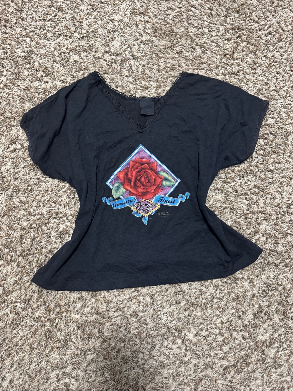 Vintage 1988 3D Emblem Harley Davidson V-Neck T-shirt